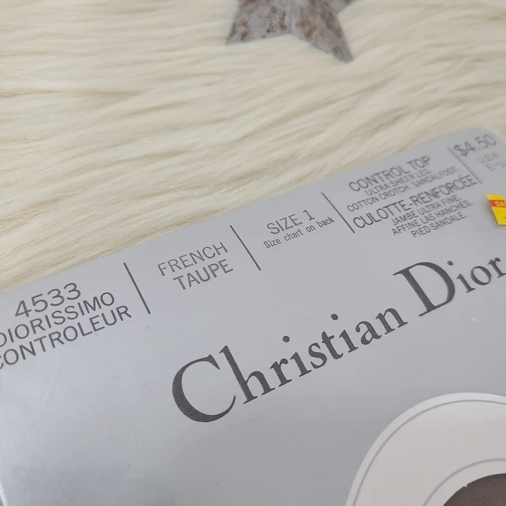 Vintage Christian Dior pantyhose french taupe dark brown control top nylons NEW